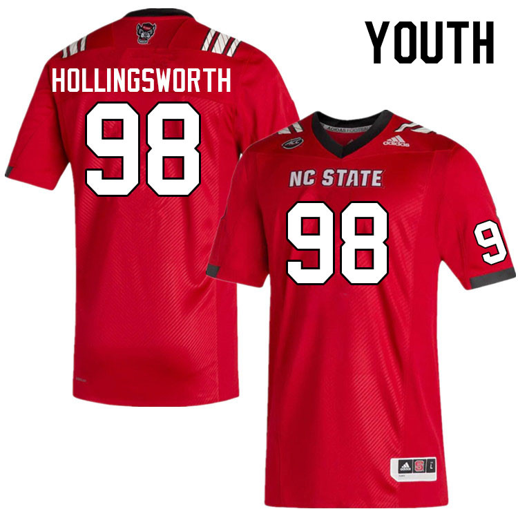 Youth #98 Aiden Hollingsworth NC State Wolfpack College Football Jerseys Sale-Red - Click Image to Close